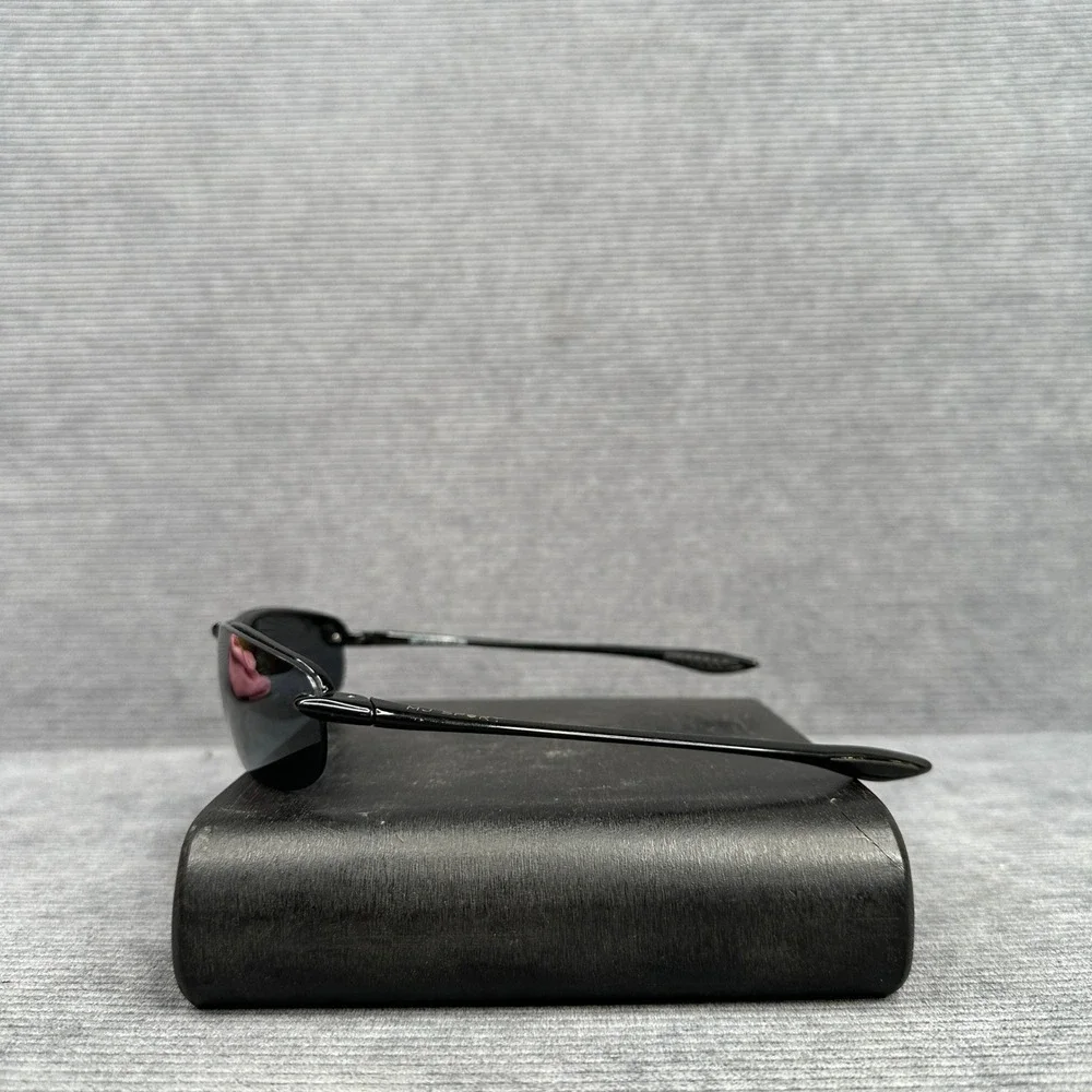 Maui Jim MJ-405-02 Y2K Black Polarized Rimless Sport Sunglasses Made in Japan